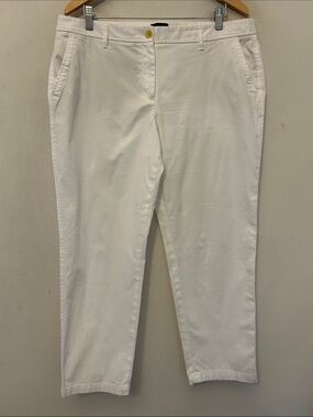 Talbots Classic White Cotton Relaxed chino pants Size 14P EUC